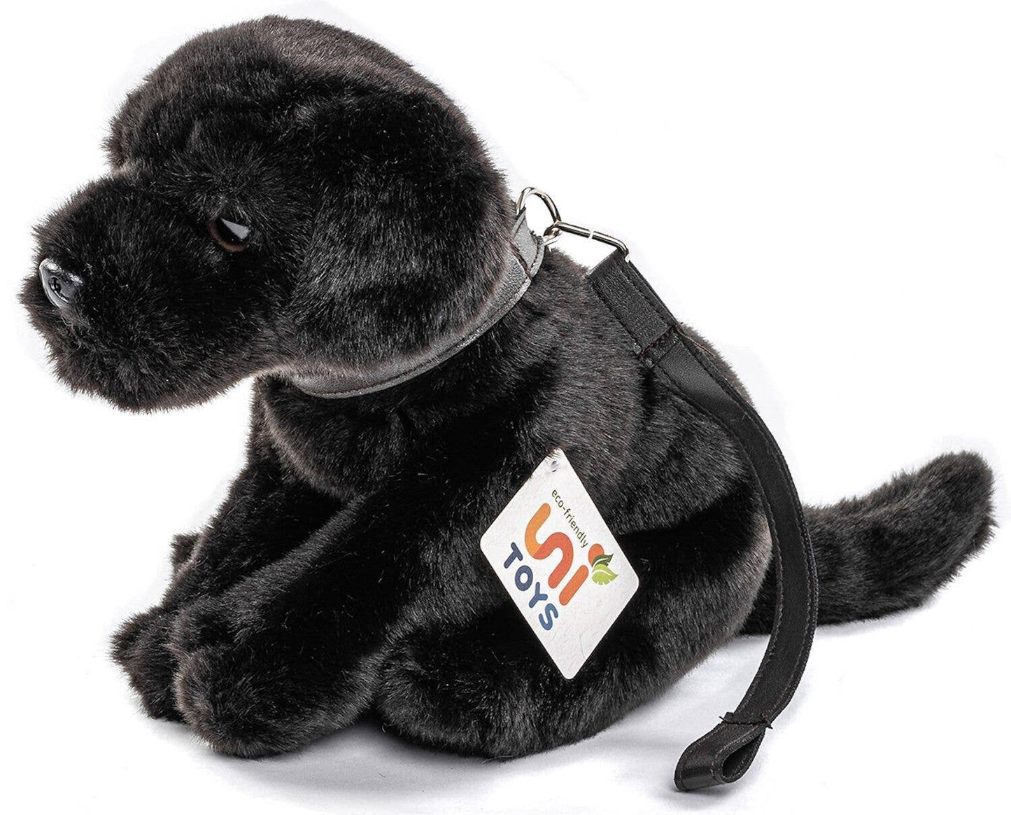 Peluche Chiot labrador (noir), avec laisse