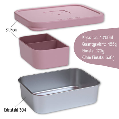 Kids' Stainless Steel Lunchbox with Silicone Insert - Pink