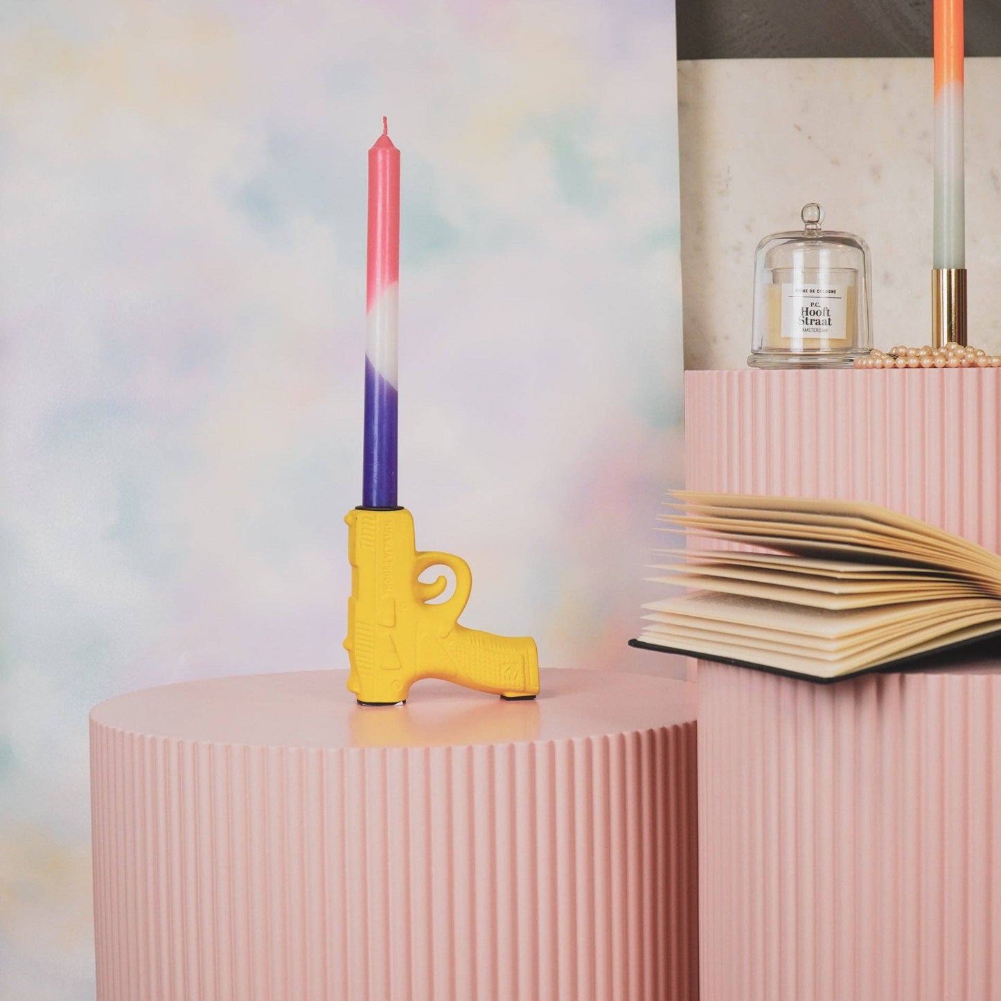 Candlestick - Gun - Ceramic - Neon Yellow - 12x5x12cm