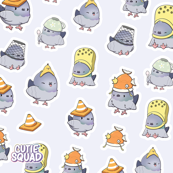 Pigeon sticker sheets with hats