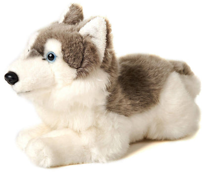 Peluche Husky gris, couché