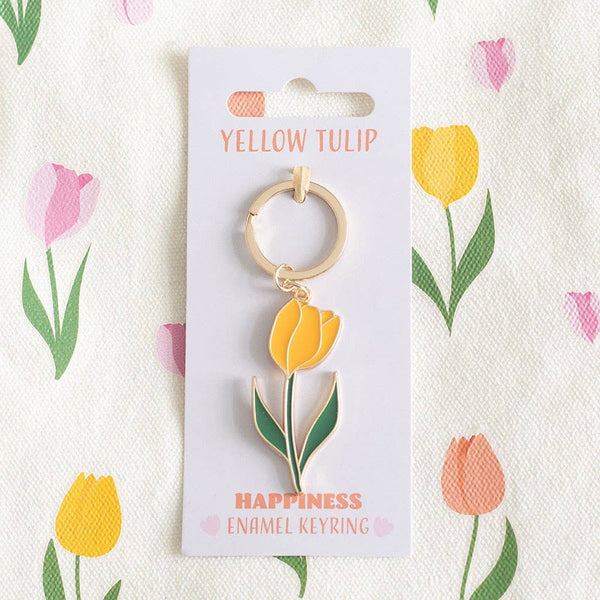 Sleutelhanger met gele tulp