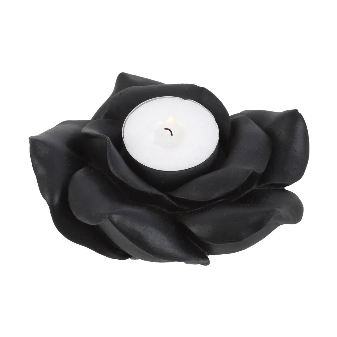 Black rose-shaped resin tealight holder