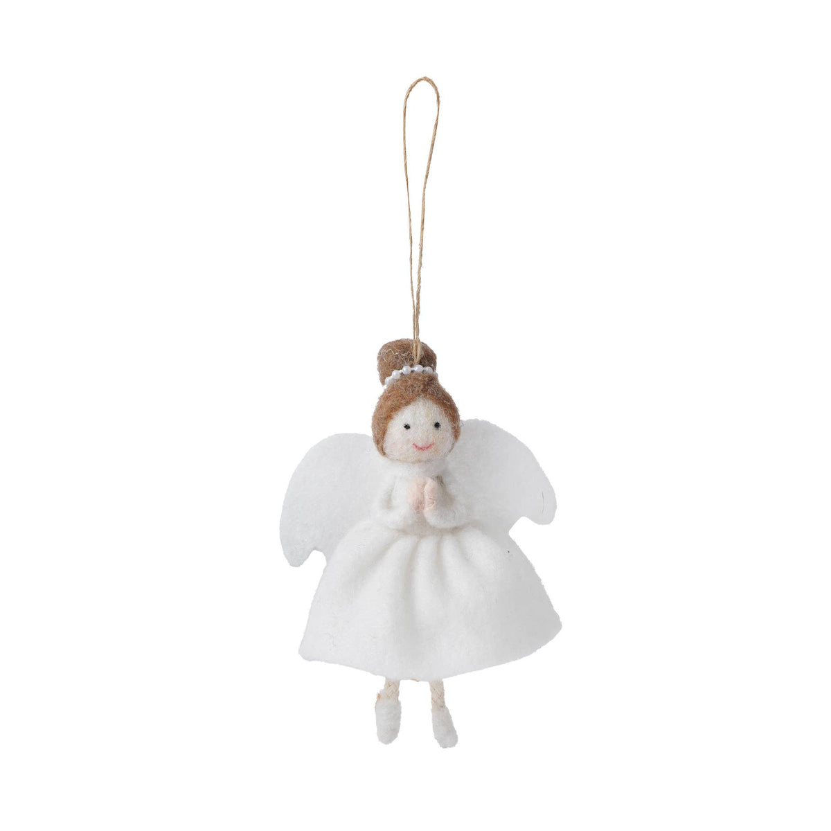 Hanging decoration: Felt angel with brown hair