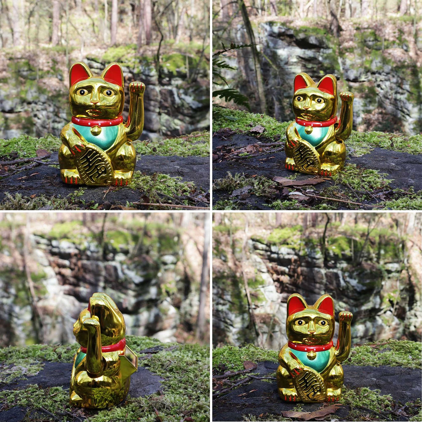 Golden solar lucky cat 10.5 cm