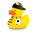 Zwart-gele supporter-eend