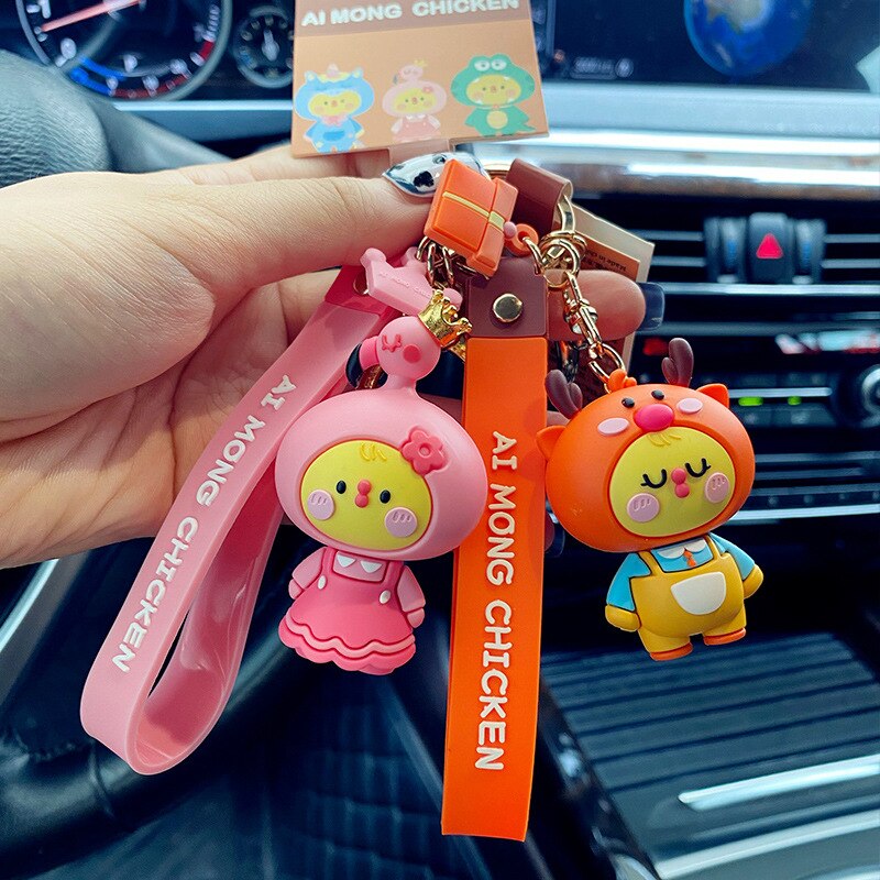 Pink Flamingo Chick Keychain