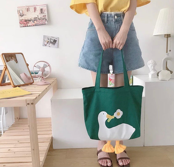 Tote Bag Canard Fleur Vert