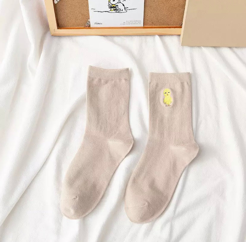 Embroidered Little Chick Socks