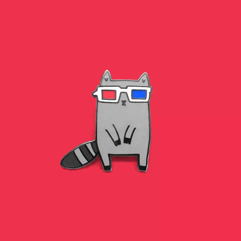 3D Cinema Raccoon Pin
