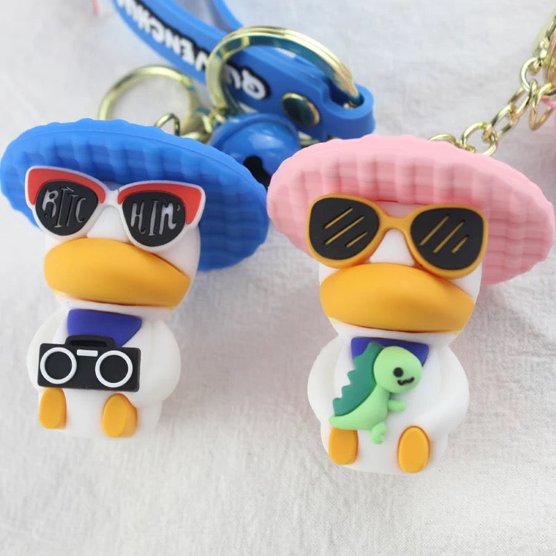 Dinosaur Duck Holiday Keychain