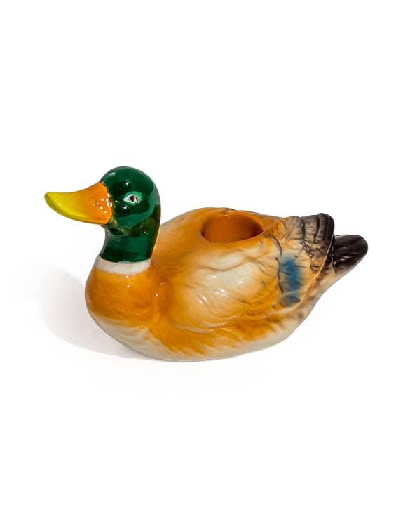 Kerzenhalter aus Keramik in Form einer Stockente