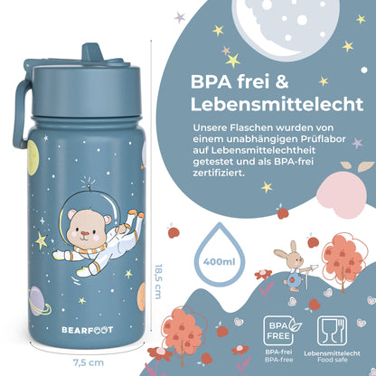 Thermo Kids Water Bottle Stainless Steel - Astro Bear blue