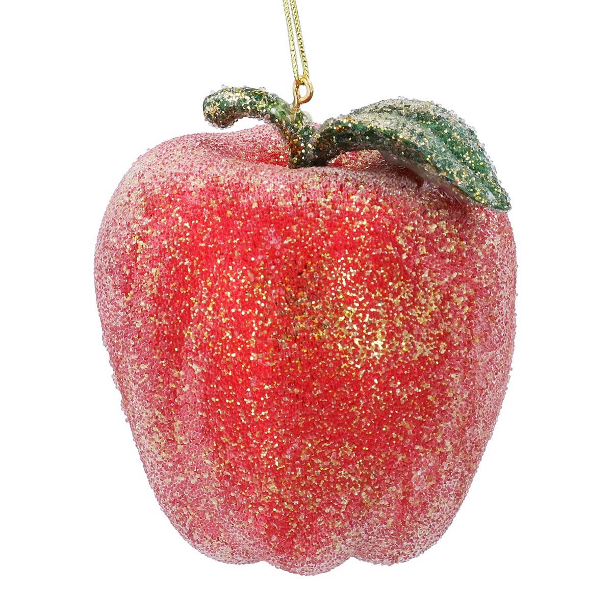 Glass apple with beaded detailing.