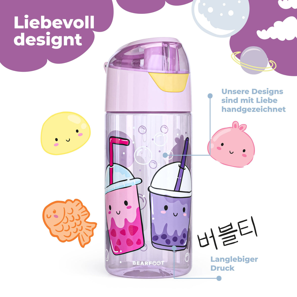 Trinkflasche Kinder, leichte Wasserflasche - Bubble Tea