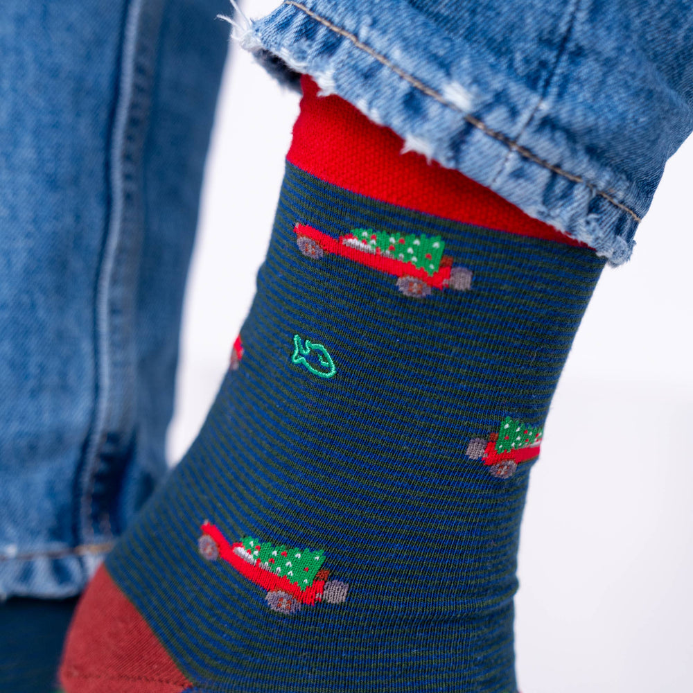 Christmas Jeep Pattern Combed Cotton Socks