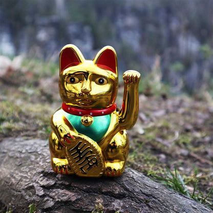Golden solar lucky cat 10.5 cm