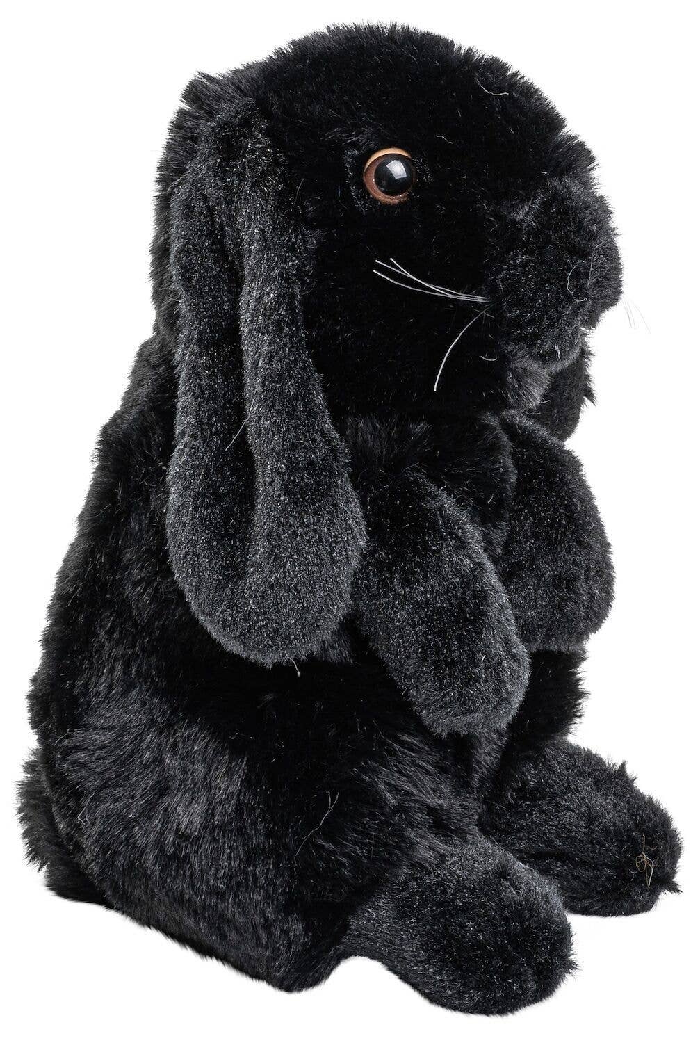 Sitting black lop-eared bunny plush toy