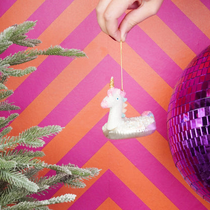 Boule de Noël Bouée Licorne Blanche