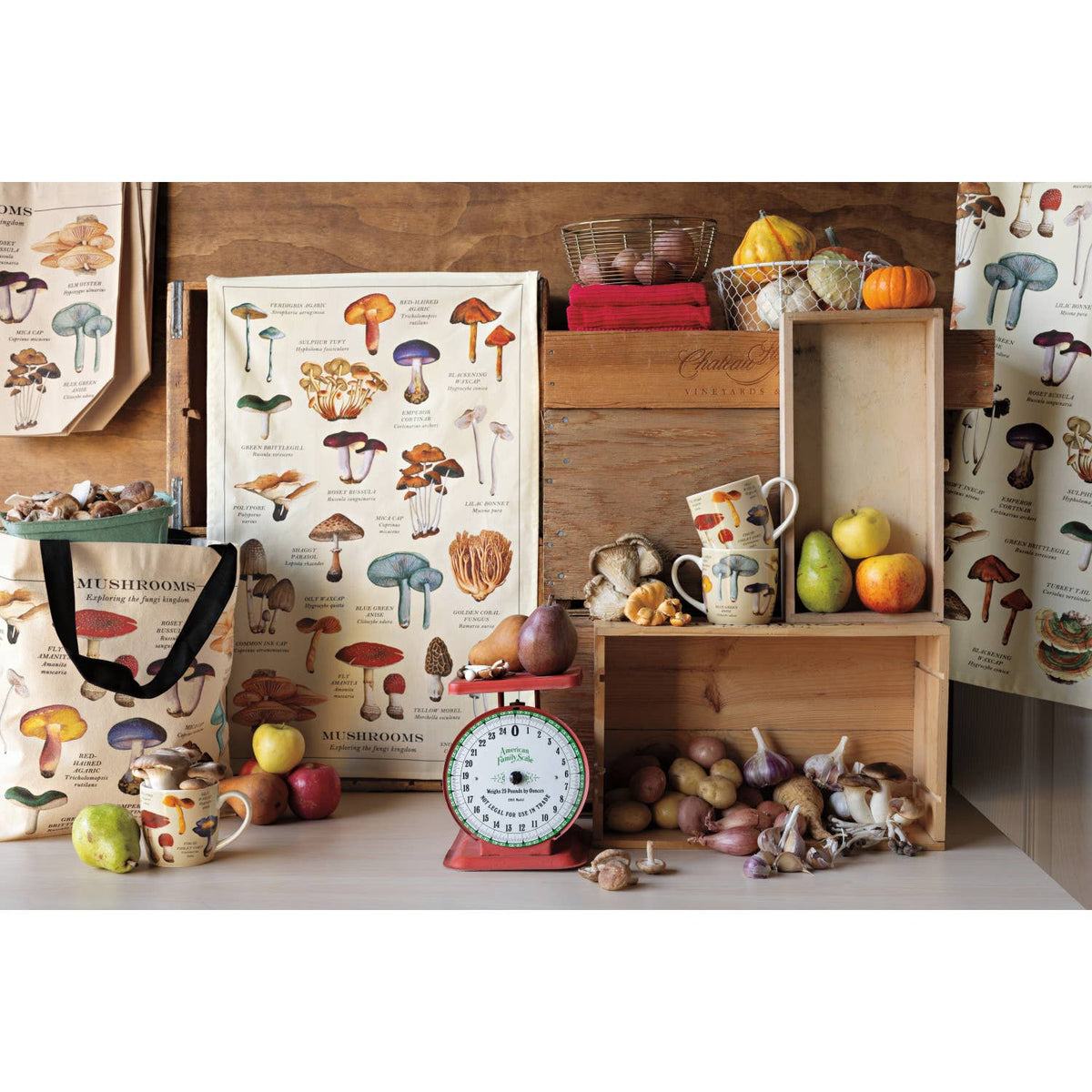 Mushroom pattern tea towel from Now Designs
