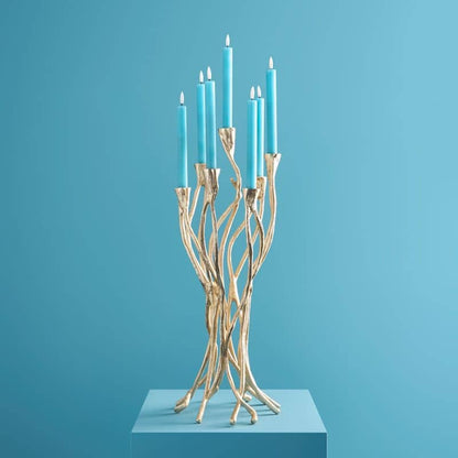 Roots kandelaar, goudkleurig aluminium, 25 x 22 x 63,5 cm