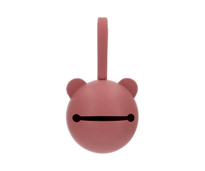 Silicone Soother Holder Dusty Pink Bear