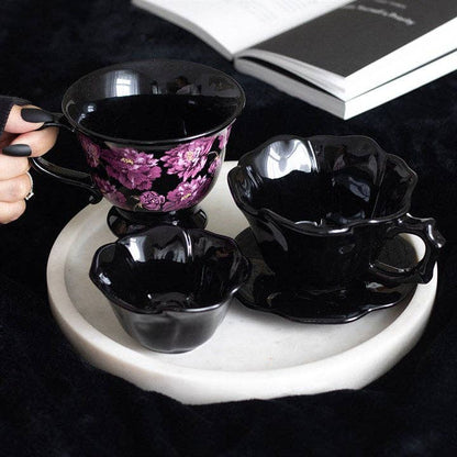 Black Rose Flower Trinket Tray
