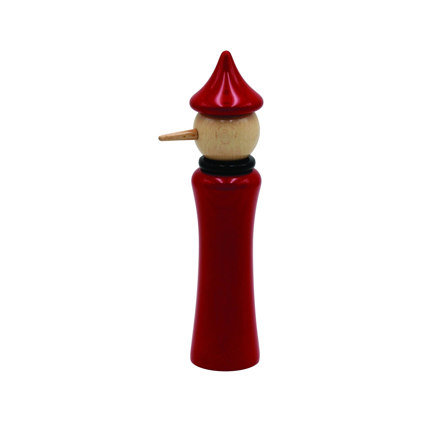"Pinocchio" spice grinder, red/black lacquered beech