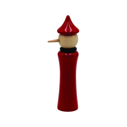 "Pinocchio" spice grinder, red/black lacquered beech