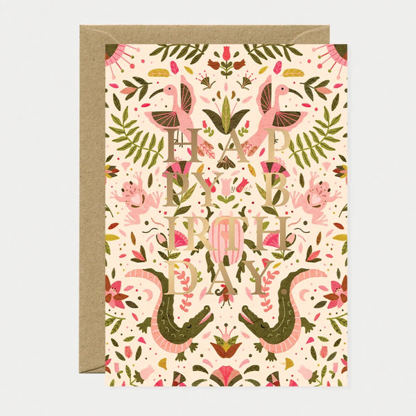 Happy birthday Pink Croco - Greeting card
