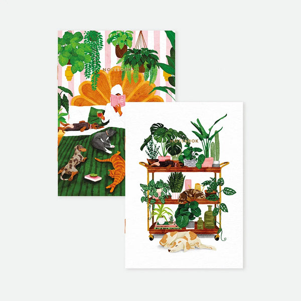 La vie avec les animaux de compagnie et les plantes - Carnet de poche A6 DUO