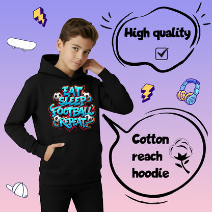 Fringoo gamer Sweat à capuche noir garçon Cotton Rich Soft Hooded Sweatshirt- EatFootball noir