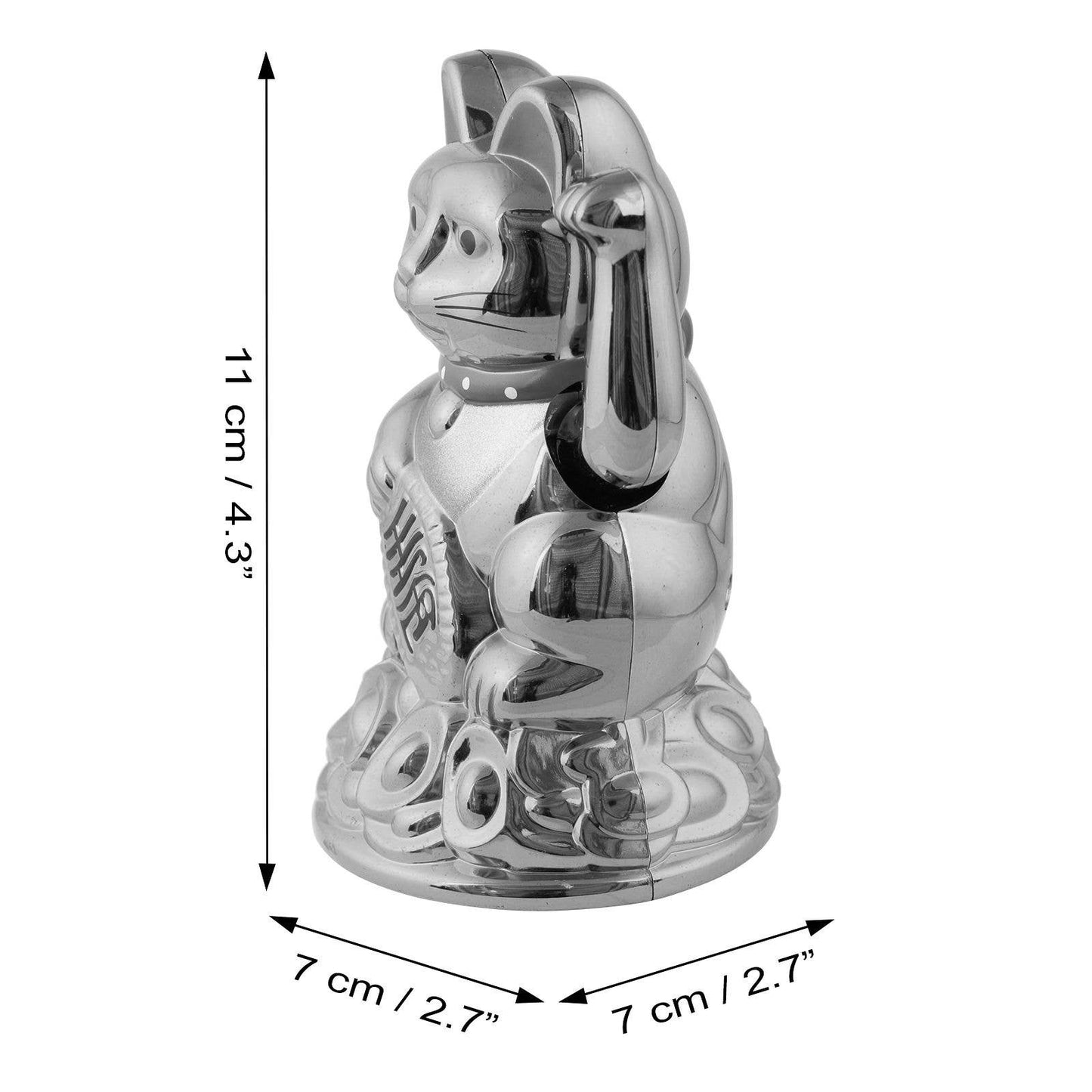 Silver Solar Lucky Cat 11cm