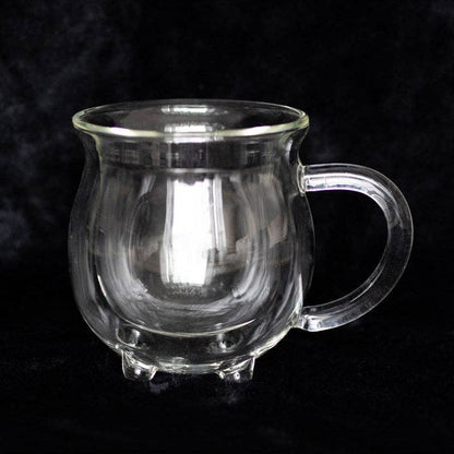 Mug chaudron en verre double paroi transparent