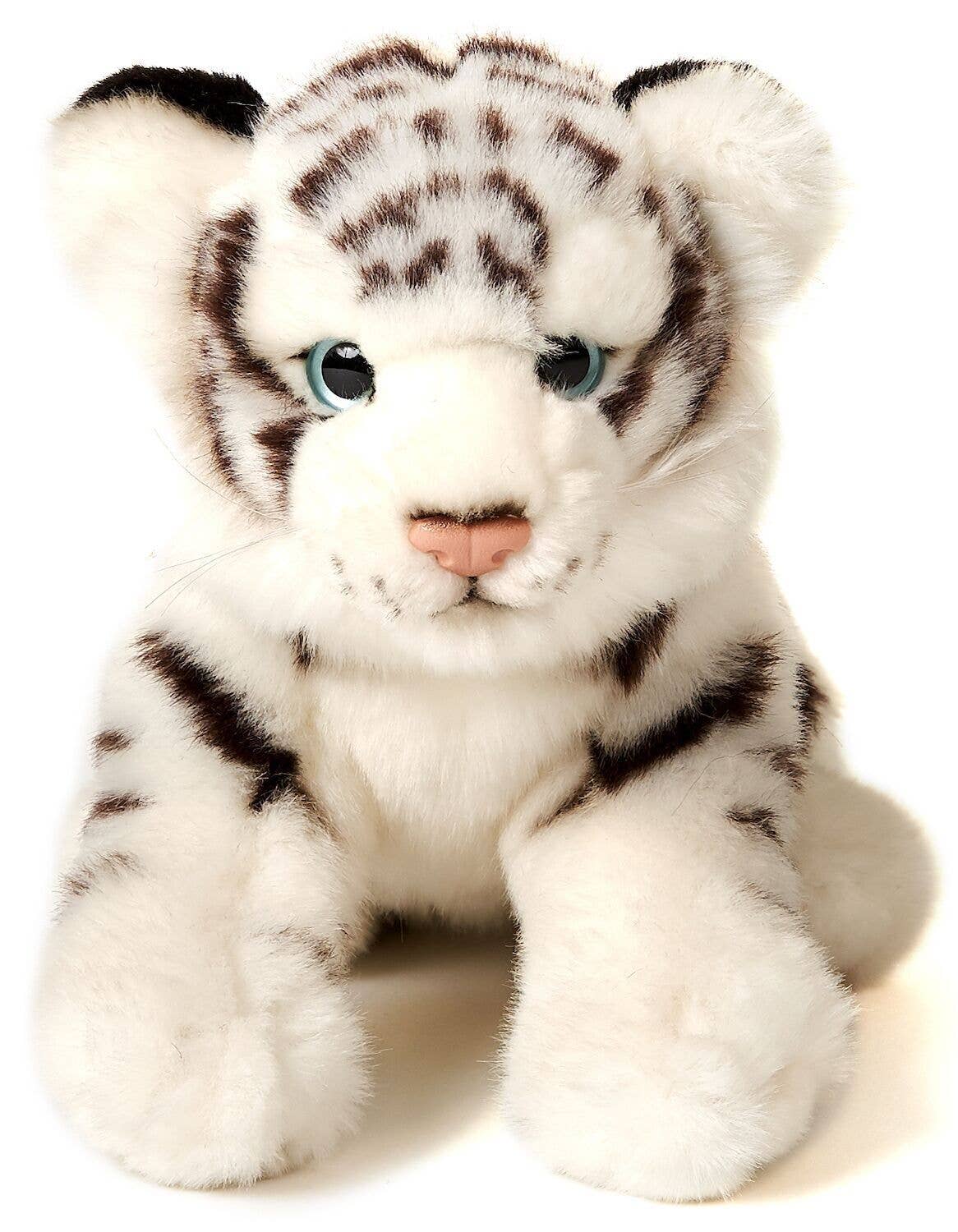 Plush white tiger cub, sitting