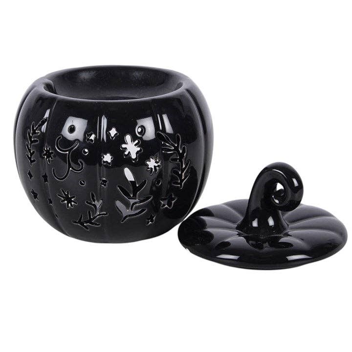 Halloween Black Folk Pumpkin Oil Burner and Wax Warmer
