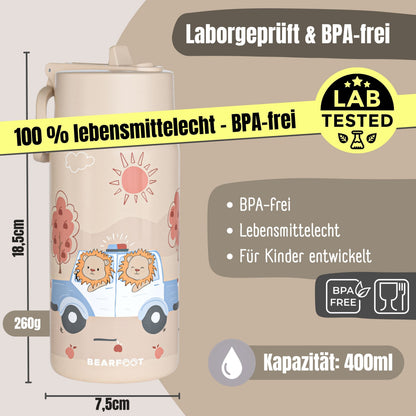 Thermo Kinder Trinkflasche Edelstahl - Polizei braun