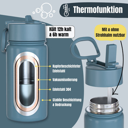 Thermo Kinder Trinkflasche Edelstahl - Sticker lila