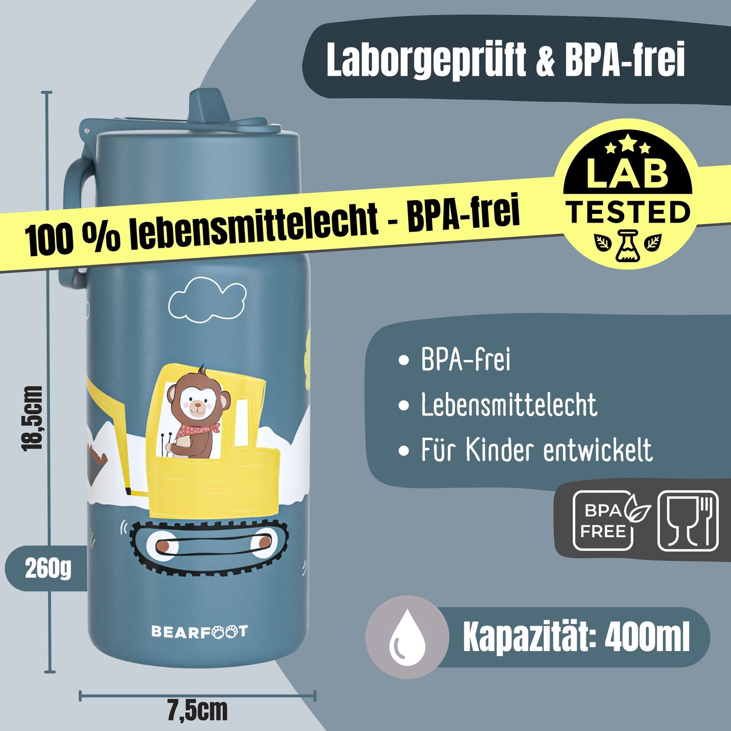 Thermo Kids Stainless Steel Drinking Bottle - Excavator