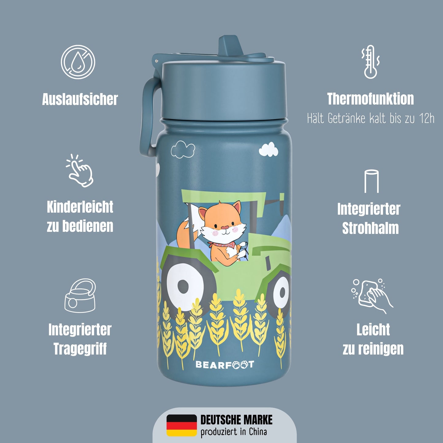 Thermo Kids Stainless Steel Drinking Bottle - Tractor