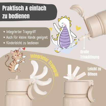 Thermo Kinder Trinkflasche Edelstahl - Polizei braun