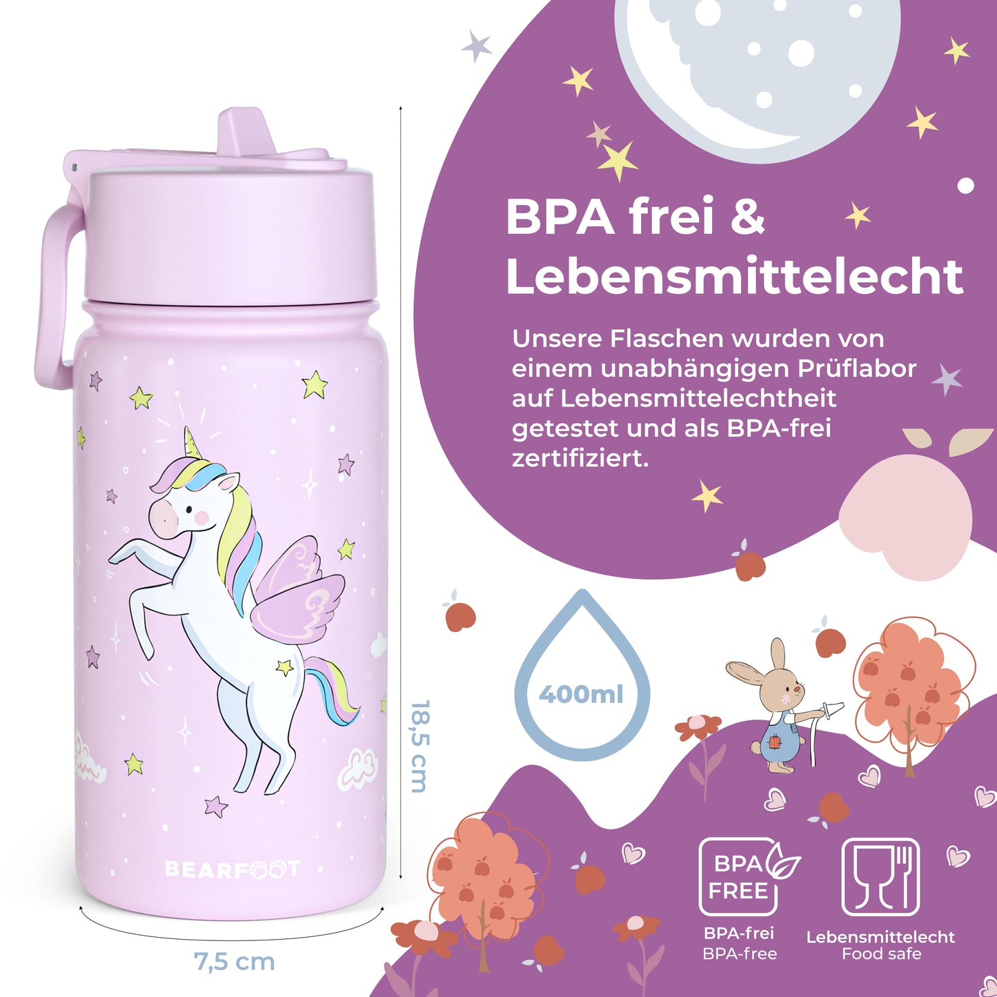 Unicorn Bundle - Bento Box M & Water Bottle 450ml & Insulated Bottle 400ml