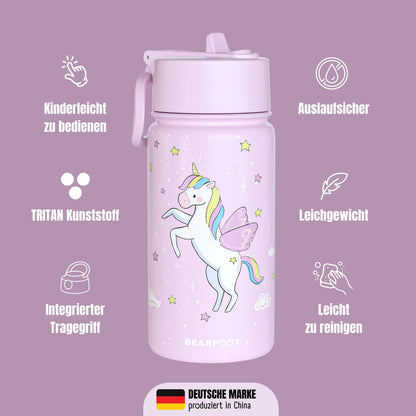 Thermo Kids Stainless Steel Drinking Bottle - Unicorn purple