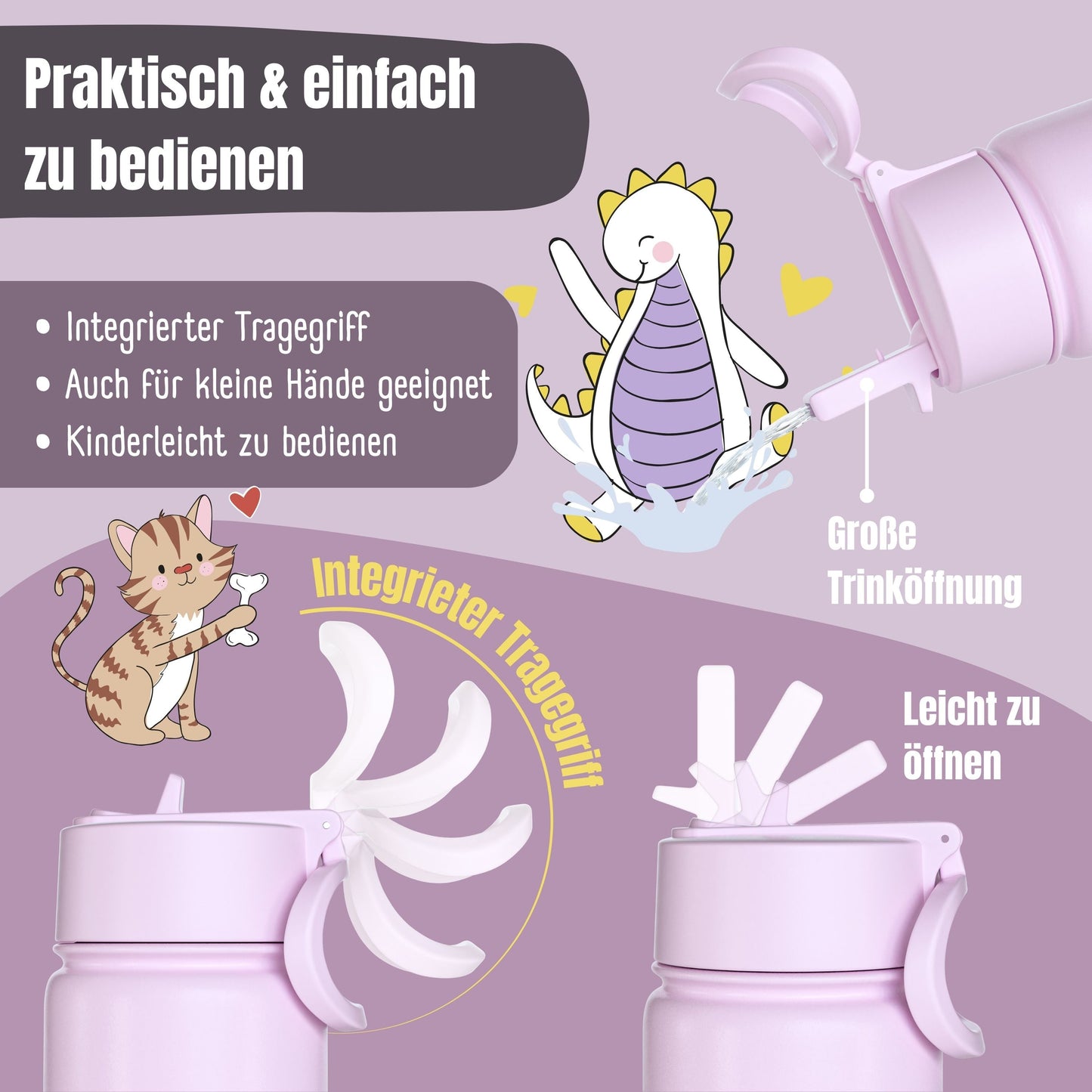 Thermo Kinder Trinkflasche Edelstahl - Meerjungfrau lila