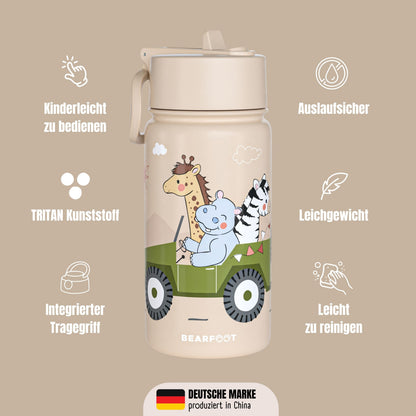 Thermo Kids' Stainless Steel Water Bottle - Safari Brown