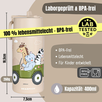 Thermo Kids' Stainless Steel Water Bottle - Safari Brown