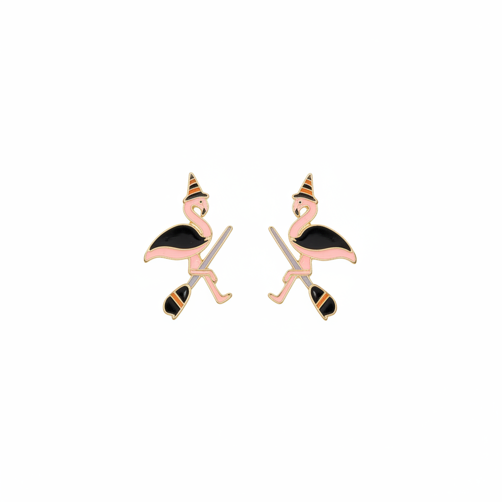 Boucles d'oreilles Flamant d'Halloween - Sorcière