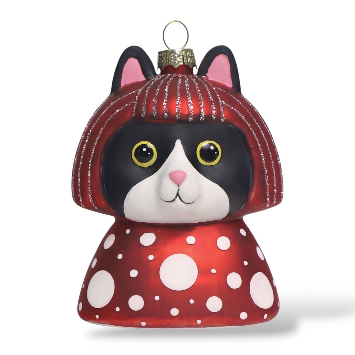 Zwart-witte kattenkerstbal van Yayoi Kusameow Kusama