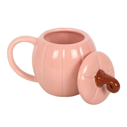 Pink Autumn Pumpkin Mug with Lid
