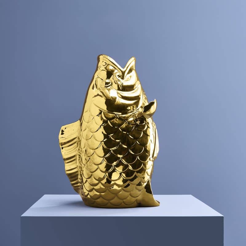 Gouden Blubb Vis Sculptuur/Vaas